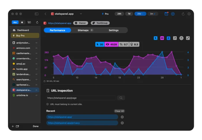 Search Panel clicks and impressions on Mac